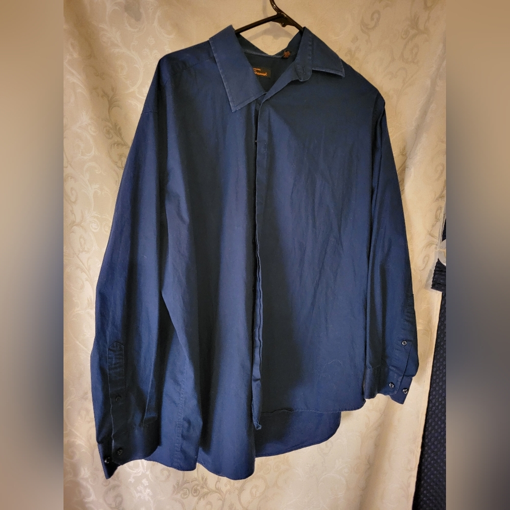 Ben Sherman Navy Blue "Stretch" Style Button Down Shirt • Long Sleeve Cotton Top